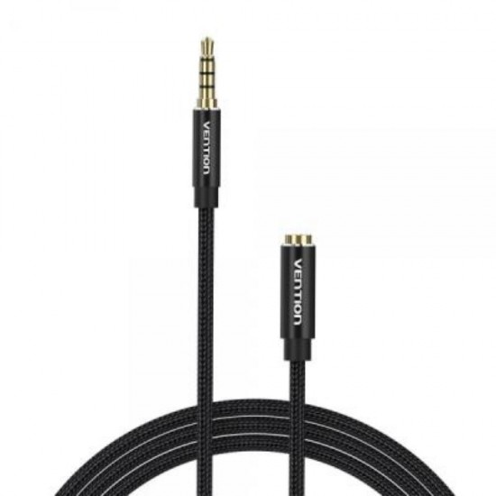VENTION Cotton Braided TRRS 3.5mm Male to 3.5mm Female Audio Extension Cable 5M Black Aluminum Alloy Type (BHCBJ) (VENBHCBJ) VENTION Cotton Braided TRRS 3.5mm Male to 3.5mm Female Audio Extension Cable 5M Black Aluminum Alloy Type (BHCBJ) (VENBHCBJ)