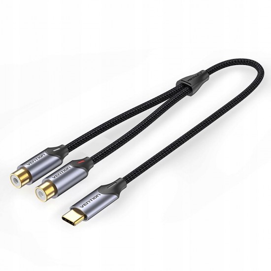 VENTION Type-C Male to 2RCA Female Cable 1.5M Gray Aluminum Alloy Type (BGVHG) (VENBGVHG) VENTION Type-C Male to 2RCA Female Cable 1.5M Gray Aluminum Alloy Type (BGVHG) (VENBGVHG)