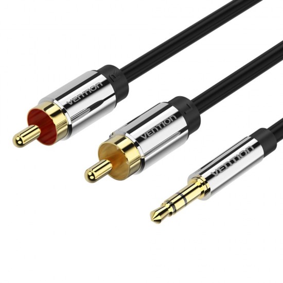 VENTION 3.5mm Male to 2RCA Male Audio Cable 0.5M Black Metal Type (BCFBD) (VENBCFBD)