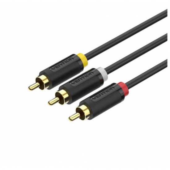 VENTION 3RCA Male to Male AV Cable 1.5M Black (BCABG) (VENBCABG) VENTION 3RCA Male to Male AV Cable 1.5M Black (BCABG) (VENBCABG)