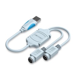 VENTION USB2.0 to Dual PS/2 Adapter Cable 0.3M Blue (VAS-C03-S) (VENVAS-C03-S)