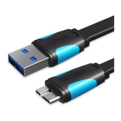 VENTION Flat USB 3.0 A Male to Micro B Male Cable 0.25M Black (VAS-A12-B025) (VENVAS-A12-B025) VENTION Flat USB 3.0 A Male to Micro B Male Cable 0.25M Black (VAS-A12-B025) (VENVAS-A12-B025)