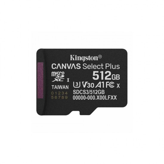 Kingston microSD 512GB Canvas Select+ G3 150MB/s Adap (SDCS3/512GB) (KINSDCS3-512GB)