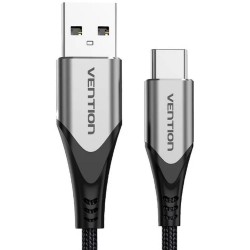 VENTION Cotton Braided USB 2.0 A Male to C Male 3A Cable 3M Gray Aluminum Alloy Type (CODHI) (VENCODHI)