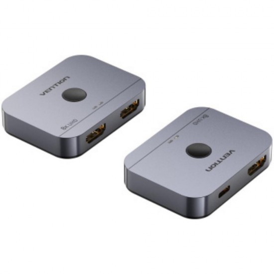 VENTION 2-Port Bi-Directional 8K HDMI Switcher Gray Aluminium Alloy Type (AKPH0) (VENAKPH0)