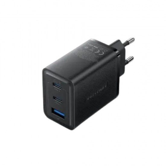VENTION 3-Port USB (C + C + A) GaN Charger (65W/65W/60W) EU-Plug Black (FERB0-EU) (VENFERB0-EU)