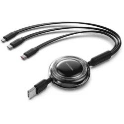 VENTION 3-in-1 USB 2.0 Type-A Male to USB-C Male + USB-C Male + Lightning Male 3.5A Retractable Cable 1.1M Pink (TRJPBE) (VENTRJPBE)