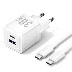 VENTION 2-Port USB (C + A) GaN Charger (30W/30W) with USB-C to USB-C Cable (1M) EU-Plug White (TZ-FEQW0-EU-01) (VENTZ-FEQW0-EU-01) VENTION 2-Port USB (C + A) GaN Charger (30W/30W) with USB-C to USB-C Cable (1M) EU-Plug White (TZ-FEQW0-EU-01) (VENTZ-FEQW0-EU-01)