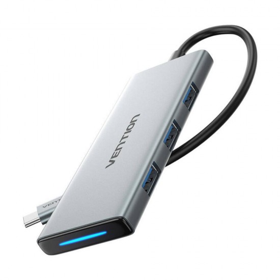 VENTION USB-C to HDMI/USB 3.0x3/SD/TF/PD Docking Station 0.15M Gray Aluminum Alloy Type (TOPHB) (VENTOPHB)