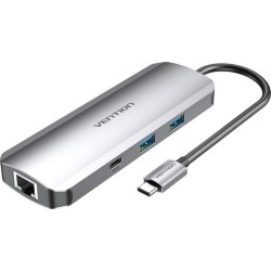 VENTION Multi-function USB-C to HDMI/USB-C Gen 1/USB3.0x2/RJ45/SD/TF/TRRS 3.5mm/PD Docking Station 0.15M Gray Aluminum Alloy Type (TOMHB) (VENTOMHB) VENTION Multi-function USB-C to HDMI/USB-C Gen 1/USB3.0x2/RJ45/SD/TF/TRRS 3.5mm/PD Docking Station 0.15M Gray Aluminum Alloy Type (TOMHB) (VENTOMHB)