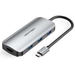 VENTION USB-C to HDMI/USB-C Gen 1/USB 3.0x3/PD Docking Station 0.15M Gray Aluminum Alloy Type (TOFHB) (VENTOFHB) VENTION USB-C to HDMI/USB-C Gen 1/USB 3.0x3/PD Docking Station 0.15M Gray Aluminum Alloy Type (TOFHB) (VENTOFHB)