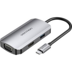 VENTION USB-C to HDMI/VGA/USB 3.0/PD Docking Station 0.15M Gray Aluminum Alloy Type (TOAHB) (VENTOAHB) VENTION USB-C to HDMI/VGA/USB 3.0/PD Docking Station 0.15M Gray Aluminum Alloy Type (TOAHB) (VENTOAHB)