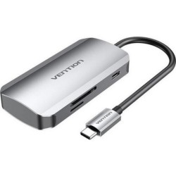 VENTION USB-C to USB3.0x3/SD/TF/PD Hub 0.15M Gray Aluminum Alloy Type (TNHHB) (VENTNHHB) VENTION USB-C to USB3.0x3/SD/TF/PD Hub 0.15M Gray Aluminum Alloy Type (TNHHB) (VENTNHHB)