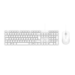 MediaRange Wired Keyboard and Mouse Set, QWERTY (GR), Function Keys, 3-Button Mouse,1.200 dpi, Symmetrical, 1.5m Cable, White (MROS276-GR)