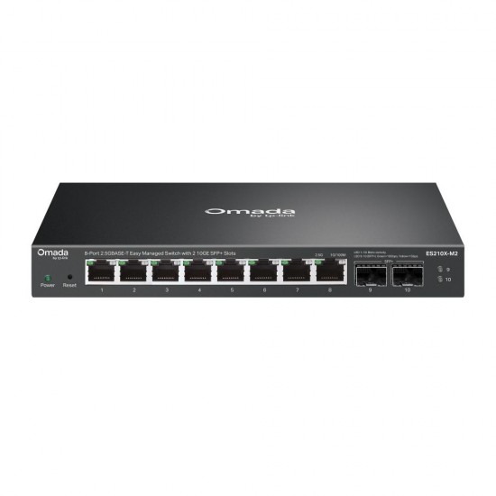 TP-Link Omada 8-Port 2.5G BASE-T Easy Managed Switch with 2 10GE SFP+ Slots (ES210X-M2) (TPES210X-M2) TP-Link Omada 8-Port 2.5G BASE-T Easy Managed Switch with 2 10GE SFP+ Slots (ES210X-M2) (TPES210X-M2)