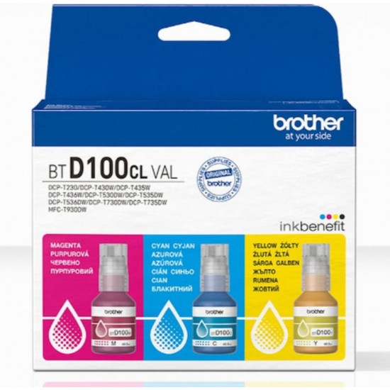 Brother BTD100CLVAL Ink Bottle Value Pack CMY (Cyan/Magenta/Yellow) (BTD100CLVAL) (BROBTD100CLVAL)