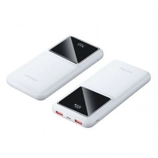 VENTION 10000mAh Power Bank (Micro-USB + USB-C + USB-A + USB-A) 22.5W White LED Display Type (FHKW0) (VENFHKW0)