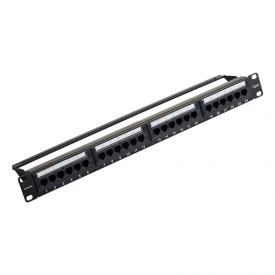 VENTION 24-Port Cat6 Unshielded Patch Panel Black (KGCB0) (VENKGCB0)