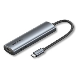 VENTION USB-C to HDMI + USB 3.0 + USB 2.0 + USB 2.0 Type-C + PD Docking Station 0.15M Gray Aluminum Alloy Type (TGLHB) (VENTGLHB)