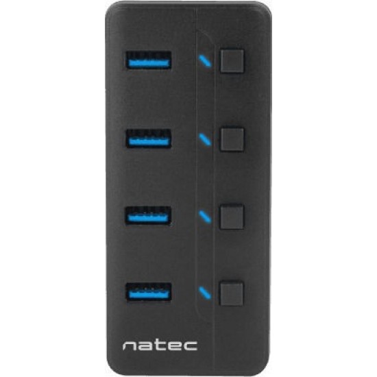 NATEC Mantis 2 4-Port USB 3.0 Hub with On/Off Switches & AC Adapter (NHU-1557) (NTCNHU-1557)