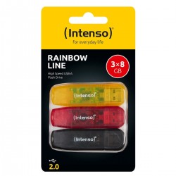 INTENSO Rainbow Line 8GB USB Stick 2.0 3-Pack Multicolor (3502463) (INTE3502463) INTENSO Rainbow Line 8GB USB Stick 2.0 3-Pack Multicolor (3502463) (INTE3502463)