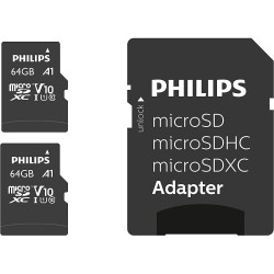 PHILIPS MicroSDXC Card 64GB Class 10 UHS-I U1 2-Pack with Adapter (FM64MP45D/00) (PHIFM64MP45D-00)