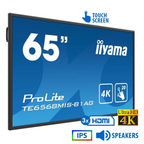 Used Display Touchscreen ProLite TE6568MIS IPS LED/Iiyama/65``UHD 4k/3840x2160/Wide/Black/w/Speakers