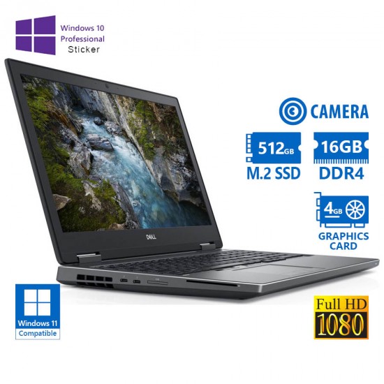 Dell (A-) Precision 7530 i7-8850H/15.6``FHD/16GB DDR4/512GB M.2 SSD/Nvidia 4GB/No ODD/Camera/10P Gra