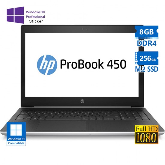 HP (A-) ProBook 450 G5 i5-8250U/15.6”FHD/8GB DDR4/256GB M.2 SSD/No ODD/Camera/10P Grade A- Refurbish HP (A-) ProBook 450 G5 i5-8250U/15.6”FHD/8GB DDR4/256GB M.2 SSD/No ODD/Camera/10P Grade A- Refurbish