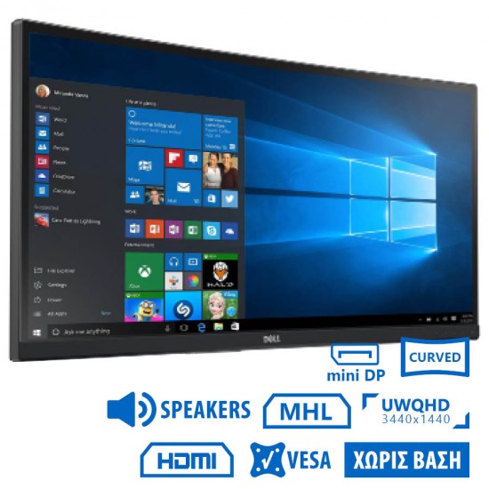 Used Monitor U3415WB Curved/Dell/34”UW-QHD/3440x1440/Black/w/Speakers/No Stand/DP & mini DP & HDMI & Used Monitor U3415WB Curved/Dell/34”UW-QHD/3440x1440/Black/w/Speakers/No Stand/DP & mini DP & HDMI &