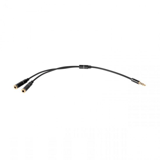 Splitter 3.5mm 4-pin - 2x 3.5mm stereo M/F 20CM Splitter 3.5mm 4-pin - 2x 3.5mm stereo M/F 20CM