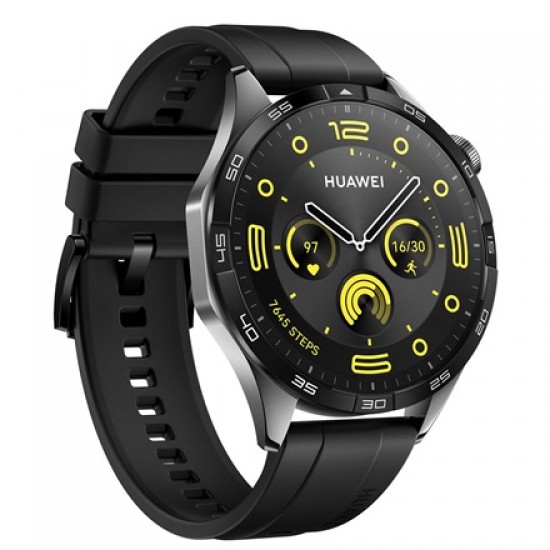 Huawei Watch GT 4 Stainless Steel 46mm Black Fluoroelastomer Strap Huawei Watch GT 4 Stainless Steel 46mm Black Fluoroelastomer Strap
