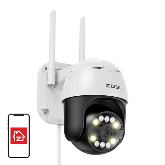 ZOSI Κάμερα Εξωτερικής Παρακολούθησης IP C296 WiFi Pan Tilt 8MP Dual IP66 με Κάρτα microSD 32GB (Λευκό)