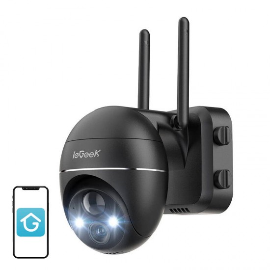 Wireless 3MP WiFi outdoor camera ieGeek ZS-GX1S black 5200mAh Wireless 3MP WiFi outdoor camera ieGeek ZS-GX1S black 5200mAh