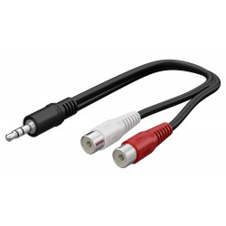 GOOBAY καλώδιο 3.5mm male σε 2x RCA female 50600, 0.2m, μαύρο GOOBAY καλώδιο 3.5mm male σε 2x RCA female 50600, 0.2m, μαύρο