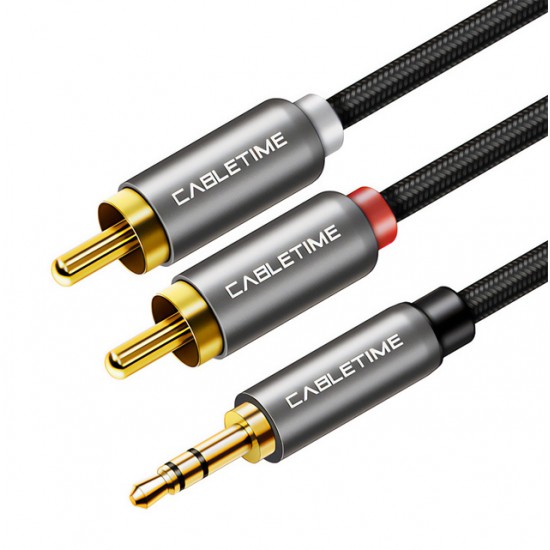 CABLETIME καλώδιο ήχου 3.5mm σε 2x RCA CT-P12G, 5m, μαύρο CABLETIME καλώδιο ήχου 3.5mm σε 2x RCA CT-P12G, 5m, μαύρο