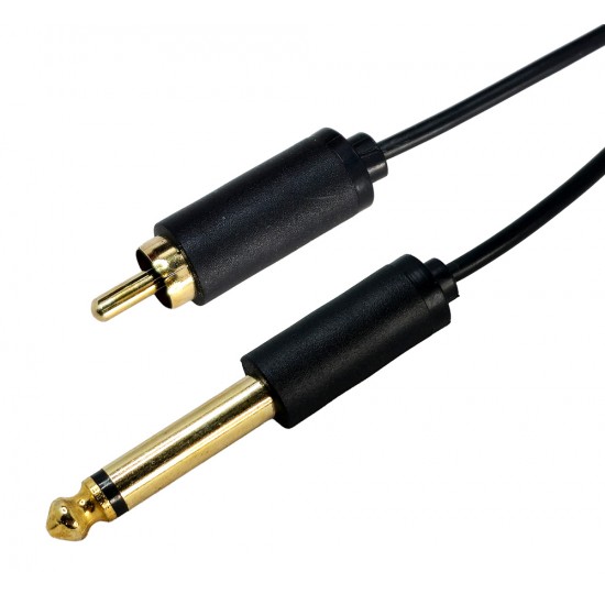 CABLETIME καλώδιο ήχου 6.35mm σε RCA AV323-11RCAG, 1.8m, μαύρο