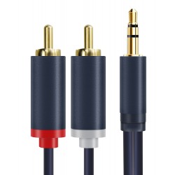 CABLETIME καλώδιο ήχου 3.5mm σε 2x RCA CT-AV303-H12G, 10m, μπλε