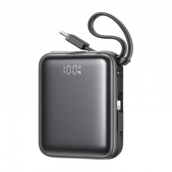 Joyroom Mini PowerBank JR-PBF27 22.5W με διπλό καλώδιο 10000mAh (μαύρο)