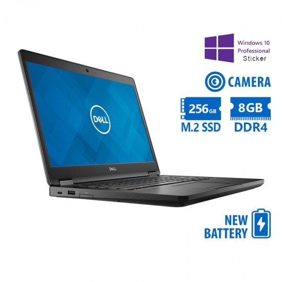Dell Latitude 5480 i5-6300U/14\\"/8GB DDR4/256GB M.2 SSD/No ODD/Camera/New Battery/10P Grade A Refurbi