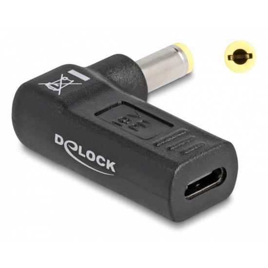 DELOCK αντάπτορας τροφοδοσίας 60011, USB-C σε 5.5x2.5mm, 90°, μαύρος DELOCK αντάπτορας τροφοδοσίας 60011, USB-C σε 5.5x2.5mm, 90°, μαύρος