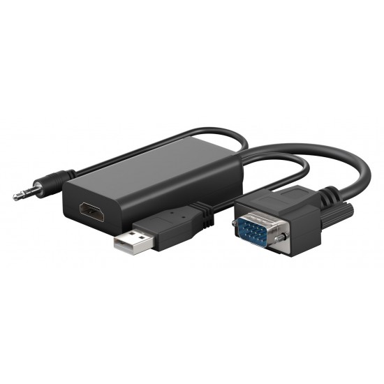 GOOBAY αντάπτορας VGA σε HDMI 61259, 3.5mm Jack, 1080p/60Hz, μαύρος GOOBAY αντάπτορας VGA σε HDMI 61259, 3.5mm Jack, 1080p/60Hz, μαύρος