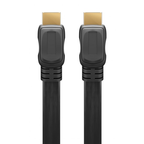 GOOBAY καλώδιο HDMI 2.0 61277, Ethernet flat, 4K/60Hz 18 Gbps, 1m, μαύρο
