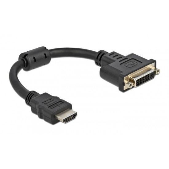 DELOCK αντάπτορας HDMI σε DVI 65206, 4K/30Hz, 20cm, μαύρος