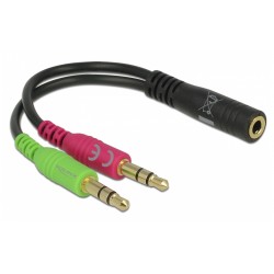DELOCK καλώδιο 3.5mm σε 2x 3.5mm 65459, CTIA, 12cm, μαύρο DELOCK καλώδιο 3.5mm σε 2x 3.5mm 65459, CTIA, 12cm, μαύρο