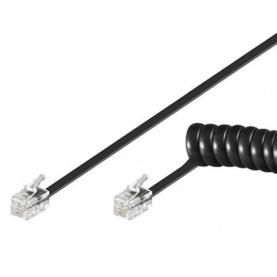 GOOBAY καλώδιο τηλεφώνου 68002, spiral, RJ10 4P4C, CCA, 4m, μαύρο GOOBAY καλώδιο τηλεφώνου 68002, spiral, RJ10 4P4C, CCA, 4m, μαύρο