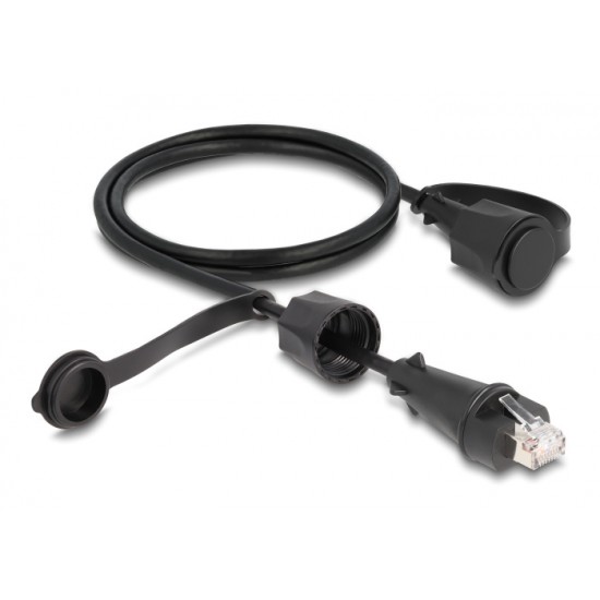 DELOCK καλώδιο δικτύου 80166, CAT 6 STP, με καπάκι, IP68, 1m, μαύρο DELOCK καλώδιο δικτύου 80166, CAT 6 STP, με καπάκι, IP68, 1m, μαύρο