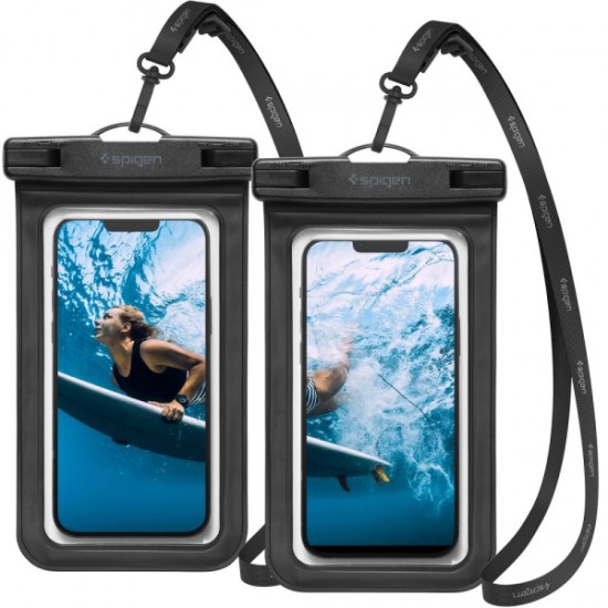 SPIGEN UNIVERSAL A601 WATERPROOF CASE 2 PACK black