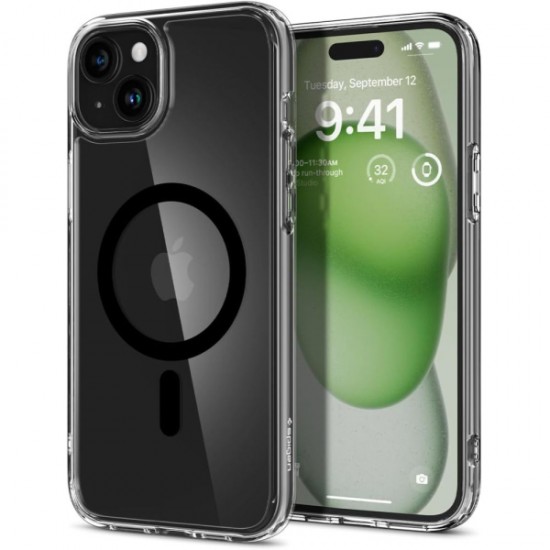 SPIGEN ULTRA HYBRID MAG COMBATIBLE WITH MAGSAFE IPHONE 15 black backcover SPIGEN ULTRA HYBRID MAG COMBATIBLE WITH MAGSAFE IPHONE 15 black backcover