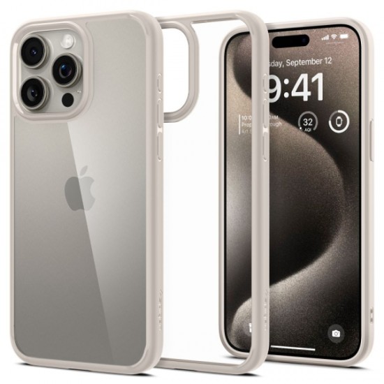 SPIGEN ULTRA HYBRID IPHONE 15 PRO natural titanium backcover SPIGEN ULTRA HYBRID IPHONE 15 PRO natural titanium backcover
